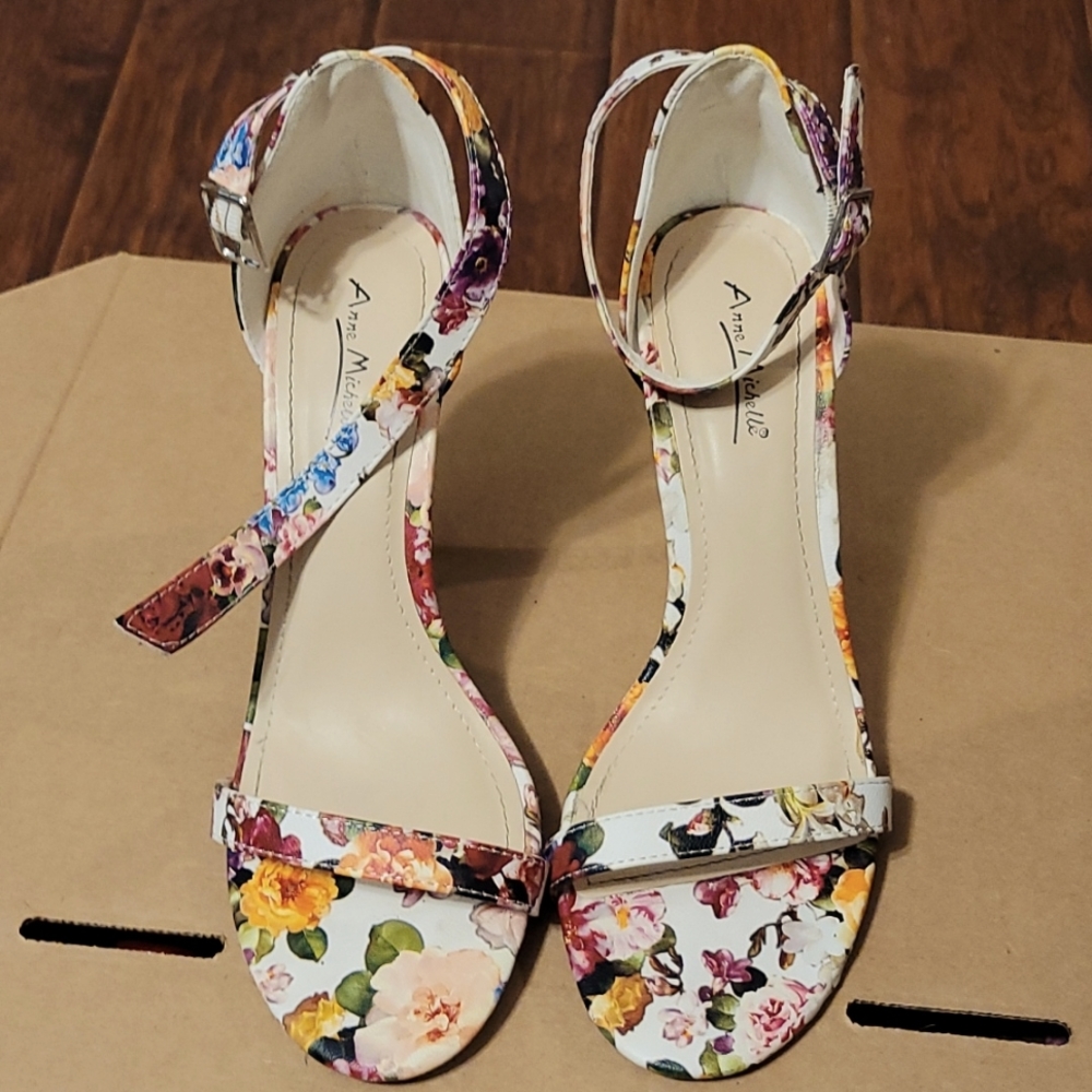 Anne Michelle Floral Strappy Heels